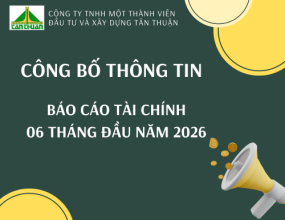 Công bố thông tin Báo cáo tài chính 06 tháng đầu năm 2026 của Công ty TNHH một thành viên Đầu tư và Xây dựng Tân Thuận