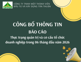 Báo cáo về thực trạng quản trị và cơ cấu tổ chức doanh nghiệp 06 tháng đầu năm 2026 của Công ty TNHH một thành viên Đầu tư và Xây dựng Tân Thuận