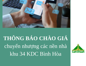 Thông báo về chào giá chuyển nhượng các căn nhà khu 34 dự án Khu dân cư Bình Hòa, phường Bình Lợi Trung, Thành phố Hồ Chí Minh (Khu dân cư Bình Hòa)
