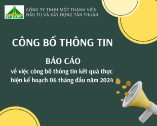 Báo cáo về việc công bố thông tin kết quả thực hiện kế hoạch 06 tháng đầu năm 2024 của Công ty