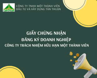 Giấy chứng nhận đăng ký doanh nghiệp Công ty trách nhiệm hữu hạn một thành viên Đầu tư và Xây dựng Tân Thuận